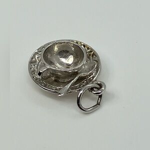 Vtg 925 Sterling Silver Coffee Cup / Tea Cup & Saucer with Spoon Charm